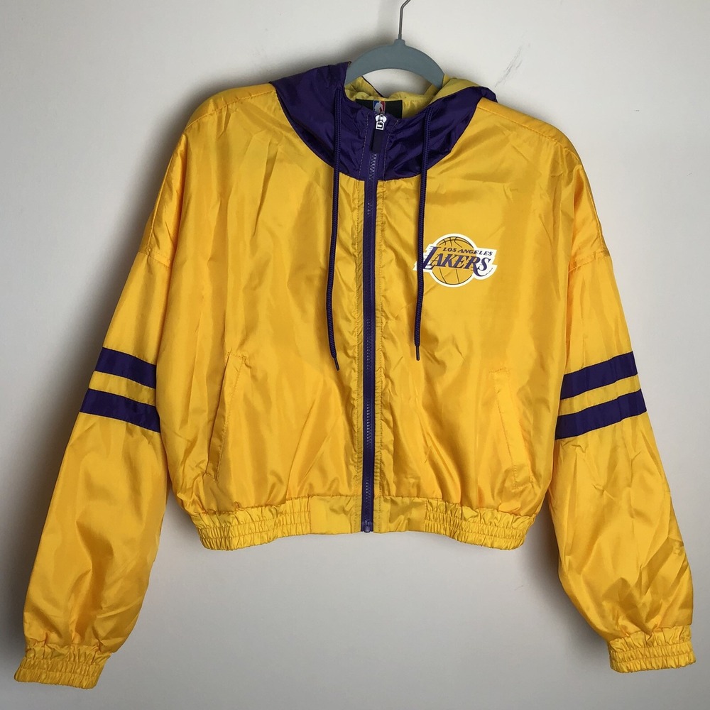 NBA Los Angeles Lakers Full Zip Windbreaker Jacket Womens Sz Small Gold Purple